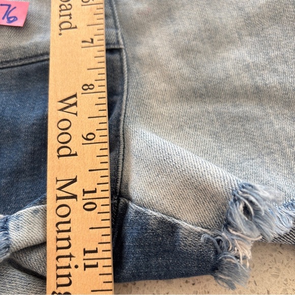 Aerie Denim Jean Shorts Pull On Patchwork Small Summer Elastic Waist Drawstring - Picture 10 of 14